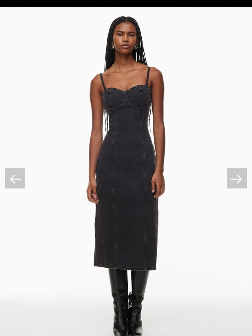 Denim Forum Black Bustier-Style Midi Dress